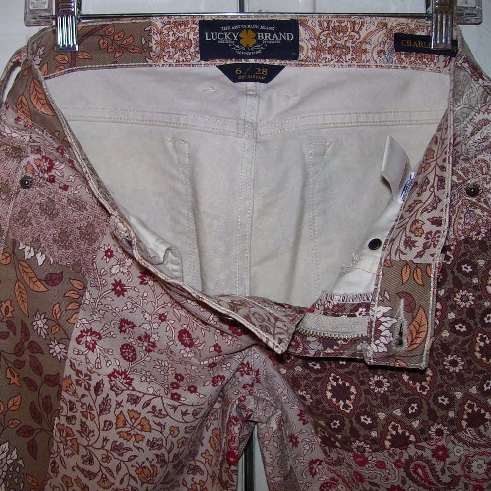 Lucky Brand Brown Floral Jeans Charlie Skinny 6/28